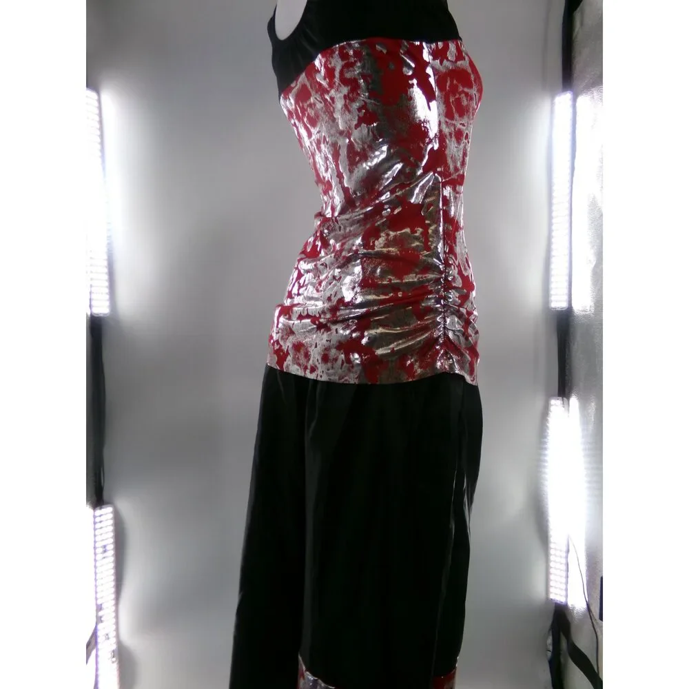 Pre-Owned Dance Costume XL Child Red Dansco Jazz Tap Clogging Hip Hop Metallic